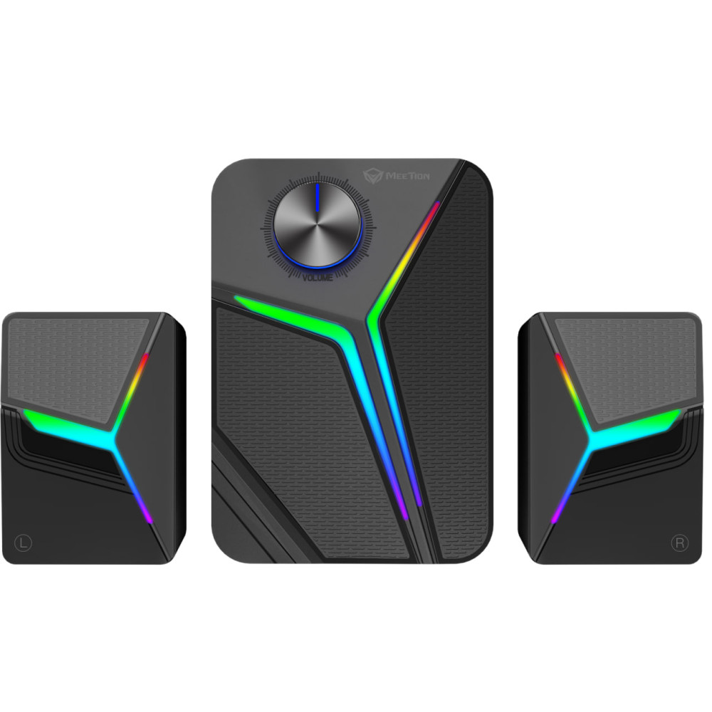 Колонка комп'ютерна Meetion SP2111 (Bluetooth+3.5mm+USB), 15W, RGB Чорний