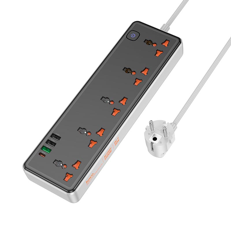 Мережевий подовжувач HOCO Rico 5-position socket AC14A|3USB/1Type-C, PD/QC, 3A/30W|