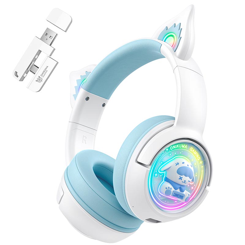 Бездротові ігрові навушники Onikuma Tri Mode cat ear headphones B5 Білий