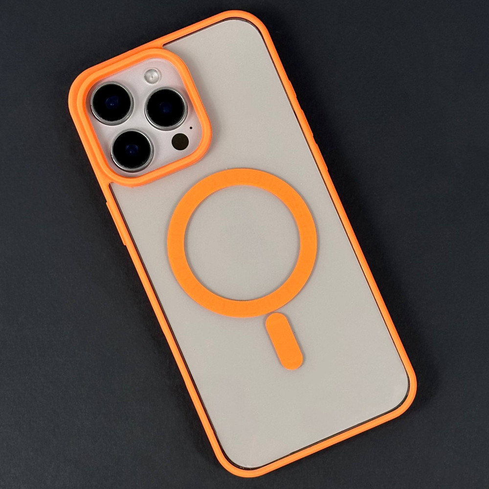 Захисний чохол (накладка) Matte Acrylic Magnetic для Apple iPhone 15 Pro Помаранчевий прозорий