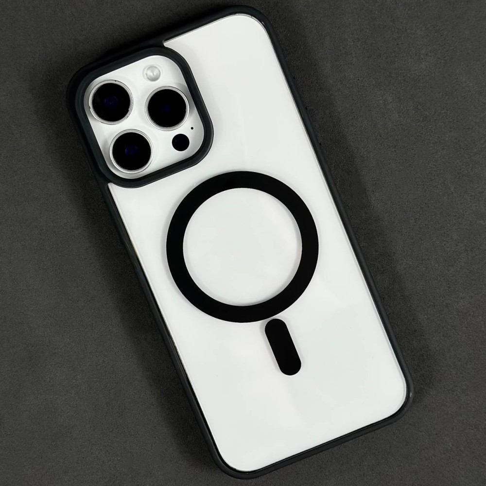 Захисний чохол (накладка) Matte Acrylic Magnetic для Apple iPhone 16 Pro Max Чорний прозорий