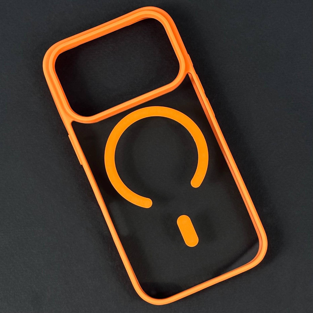Захисний чохол (накладка) Matte Acrylic Magnetic для Apple iPhone 17 Pro Max Помаранчевий прозорий