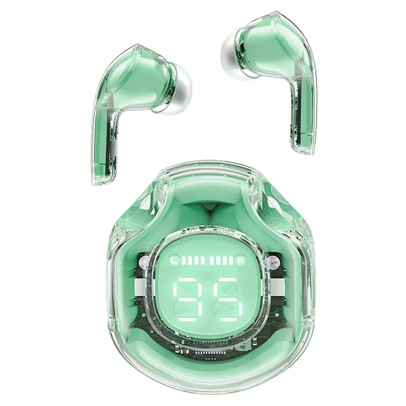 Бездротові навушники TWS ACEFAST T8 Crystal Mint Green (Bluetooth 5.3, LED-дисплей, АКТИВНЕ шумозаглушення)
