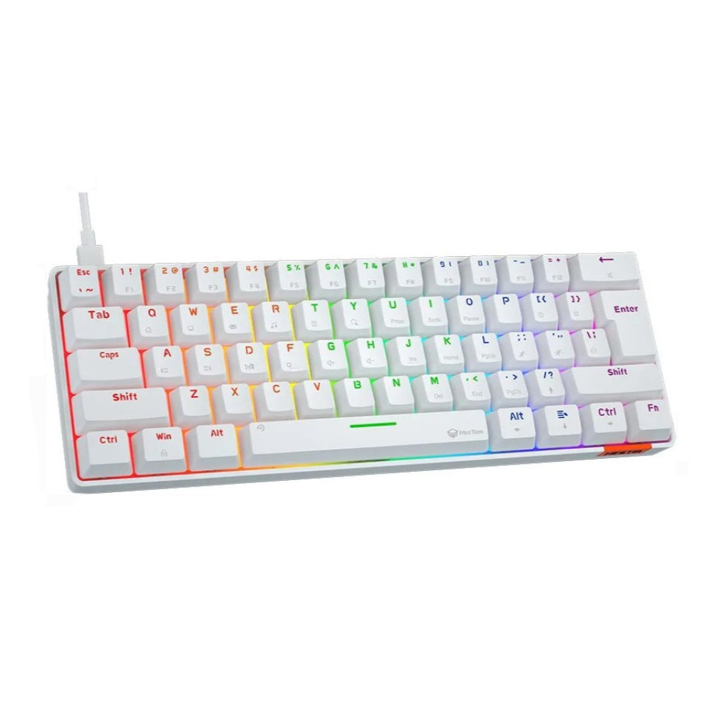 Ігрова дротова механічна клавіатура Meetion MK005 з Blue switch, RGB (з Eng, UA розкладками) Білий