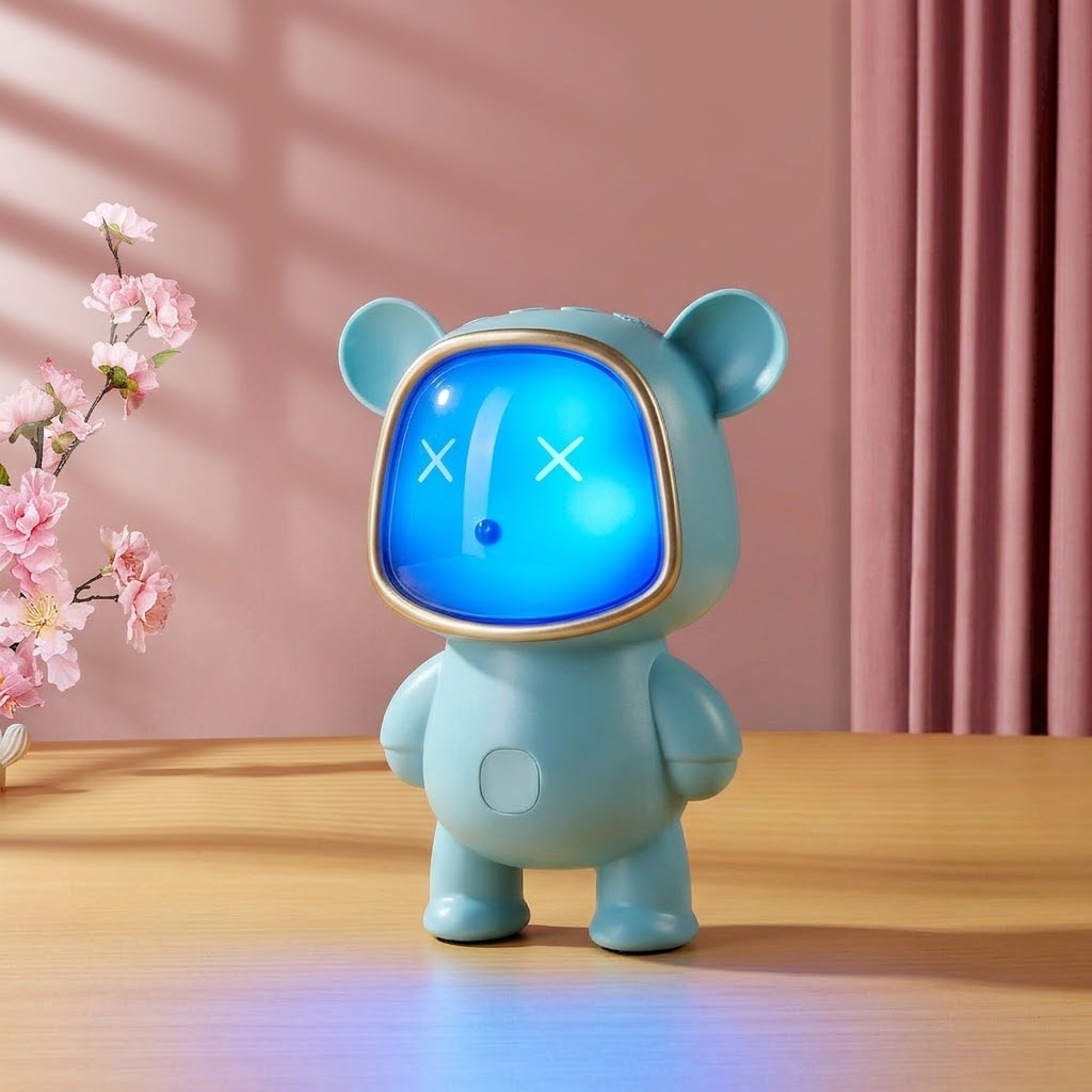 Бездротова портативна Bluetooth колонка Ведмедик X-868 з яскравим RGB підсвічуванням 1200 mAh (16 см) Блакитний