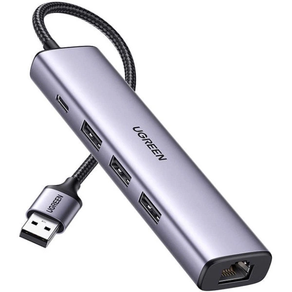 Хаб Ugreen CM475 USB 3.0 -> 3хUSB 3.0/Type-C+RJ45(1000M) Ethernet 5 in 1