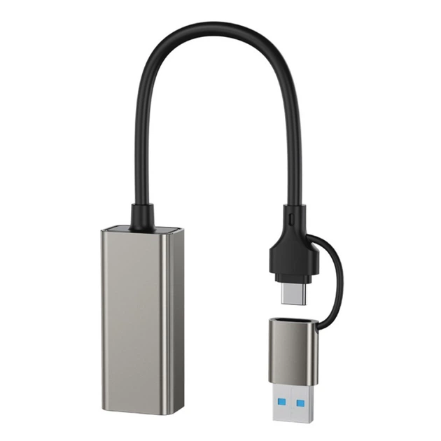 Перехідник адаптер USB-хаб XO HUB018 2in1 USB+Type-C to RJ45