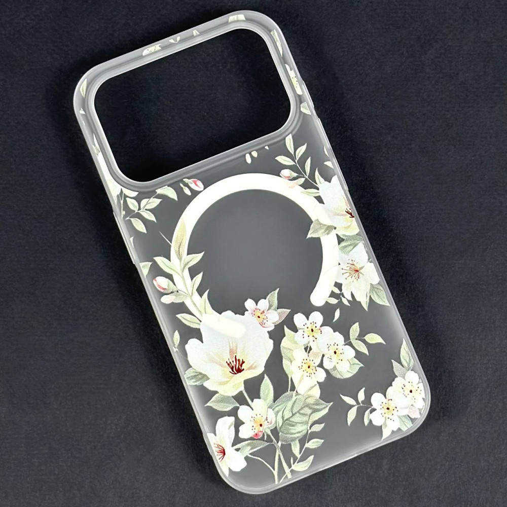 Захисний чохол (накладка) Matte Spring Bloom Magnetic для Apple IPhone 15 Pro Max Білий