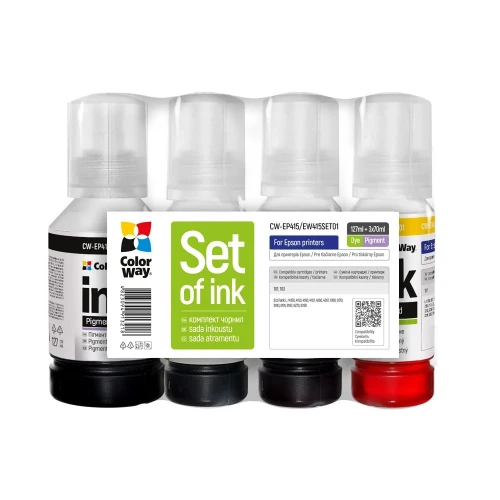 Комплект чорнила ColorWay Epson L4150/L4160/L6160/L6170, 1x127 мл + 3x70 мл (CW-EP415/EW415SET01)